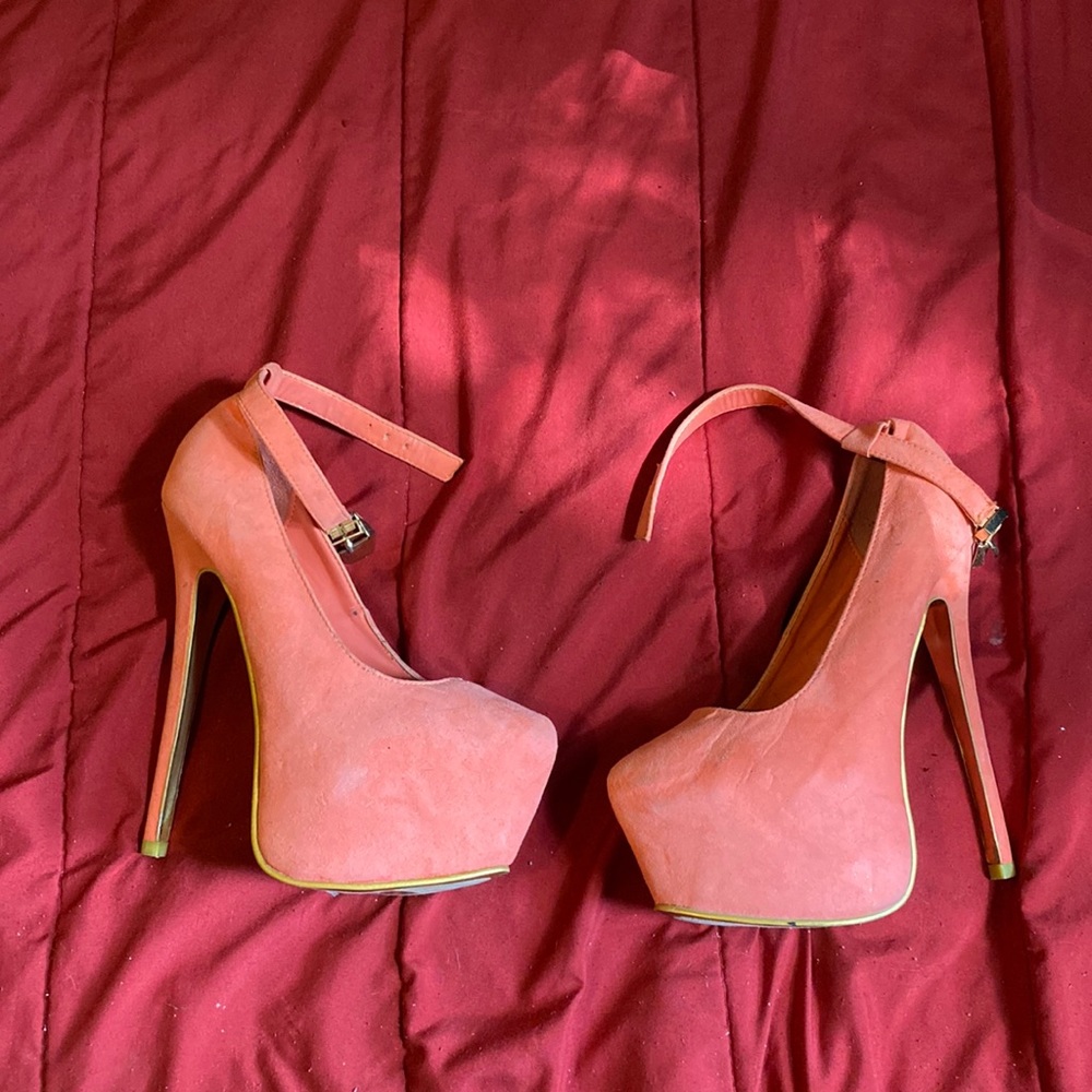 Orange platform high heels